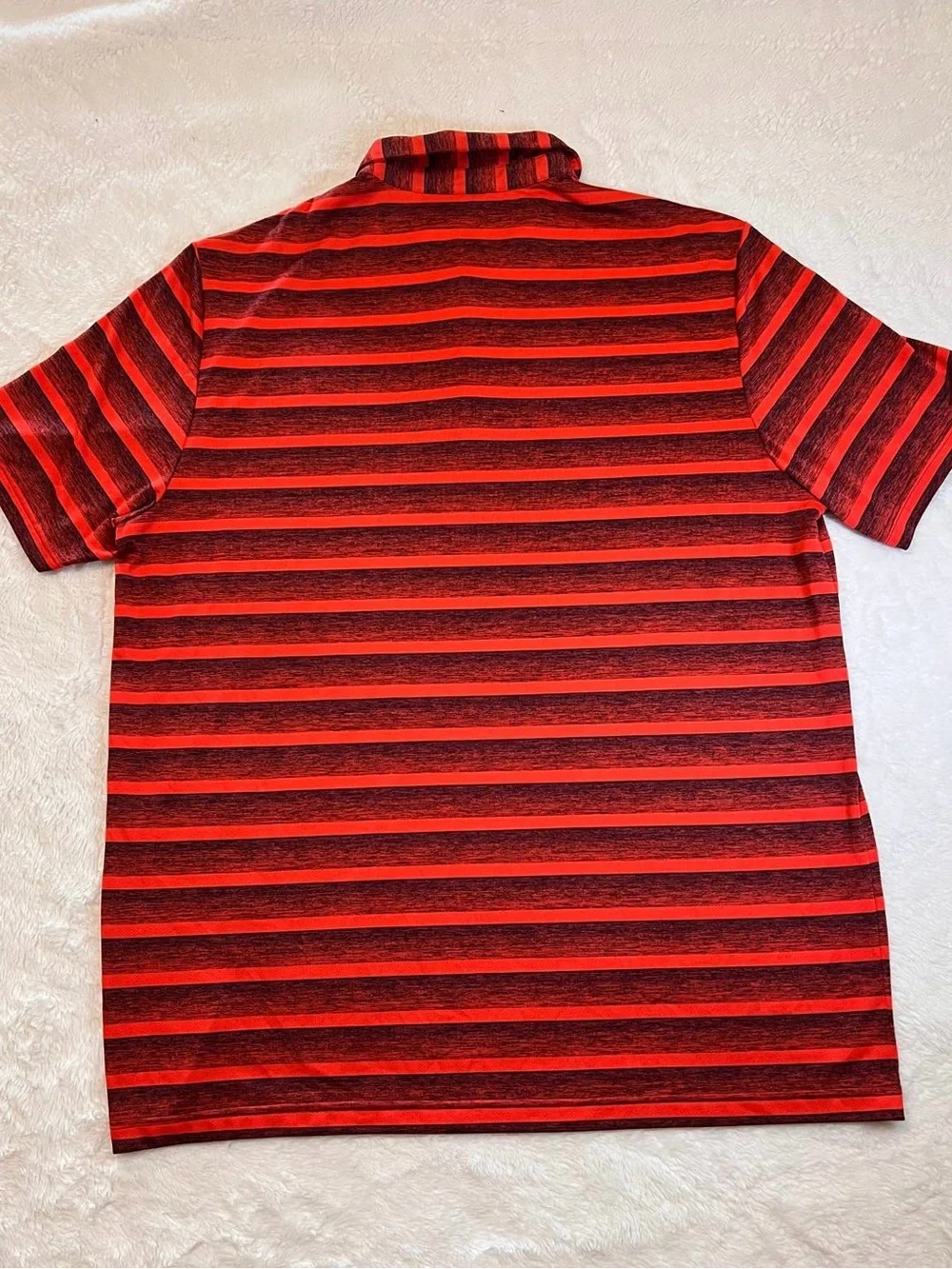 Adidas Polo Shirt Mens XL Red Black Striped Recycled Polyester Golf Athletic